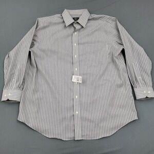GS Mens Classic Fit Wrinkle Free Striped Button Up Dress Shirt 17 32/33 NWT